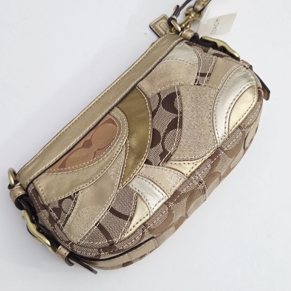 NWT COACH ZOE MOSAIC PATCHWORK CAPACITY WRISTLET BAG - KHAKI MULTI - Picture 7 of 8